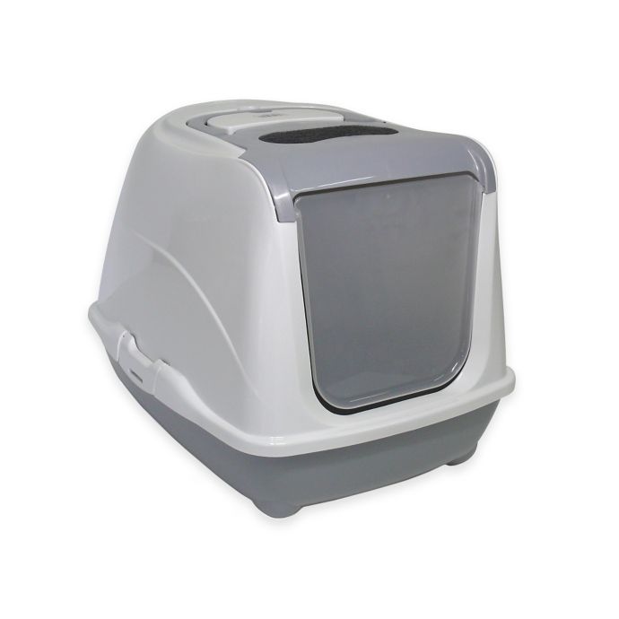 Moderna Products Jumbo Flip Top Enclosed Litter Box in Speckled Grey