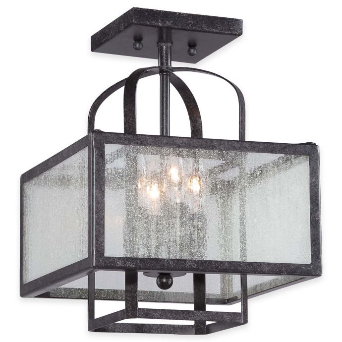 Minka Lavery Camden Square 4 Light Semi Flush Ceiling Fixture In Charcoal