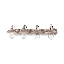 Minka Lavery® Downtown Edison 4-Light Wall-Mount Bath Fixture in Brushed Nickel with Glass Shade