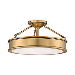 Minka Lavery® Harbour Point 3-Light Semi-Flush Mount Fixture in Gold with Etched Glass Shade
