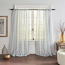 Elrene Home Fashions Hampton Stripe 84-Inch Tie Top Sheer Window Curtain Panel (Single)