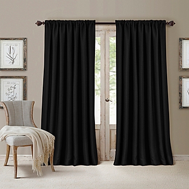 All Seasons 95-Inch Rod Pocket Room Darkening Window Curtain Panel in Black (Single). View a larger version of this product image.
