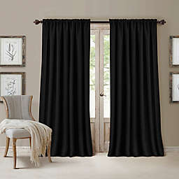All Seasons 84-Inch Rod Pocket Room Darkening Window Curtain Panel in Black (Single)