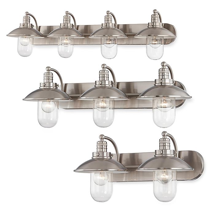 Alternate image 1 for Minka Lavery® Downtown Edison Wall-Mount Bath Fixtures in Brushed Nickel with Glass Shade