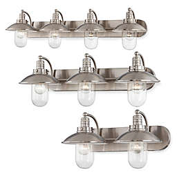Minka Lavery® Downtown Edison Wall-Mount Bath Fixtures in Brushed Nickel with Glass Shade