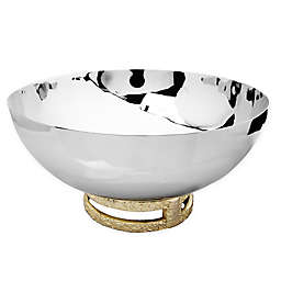 Classic Touch 11.5-Inch Stainless Steel Bowl with Gold Loop Base