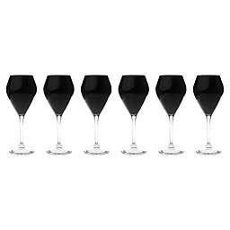 Classic Touch Vivid V-Shaped Water Glasses in Black with Clear Stem (Set of 6)