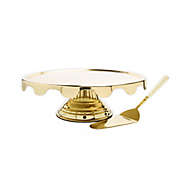 Classic Touch Stainless Steel Cake Stand and Server in Gold