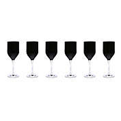 Classic Touch Glim Wine Glasses in Black (Set of 6)