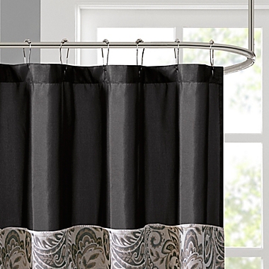 Madison Park Aubrey Jacquard 72-Inch x 72-Inch Shower Curtain Black. View a larger version of this product image.
