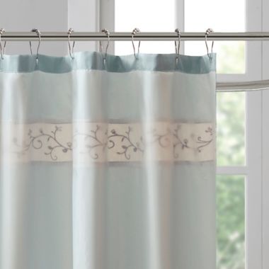 Madison Park Serene 72-Inch x 72-Inch Embroidered Shower Curtain in Blue. View a larger version of this product image.
