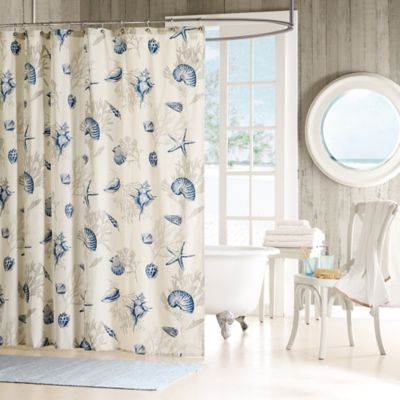 Coastal Fabric Shower Curtain Bed, Coastal Beach Fabric Shower Curtain