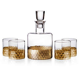 Fitz and Floyd® Daphne 5-Piece Small Whiskey Decanter Set in Gold