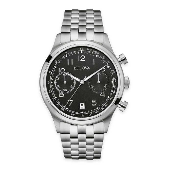 bulova men's chronograph sport stainless steel bracelet watch 43mm