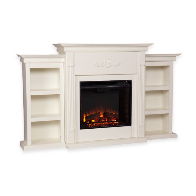 Southern Enterprises Tennyson Electric Fireplace With Bookcases