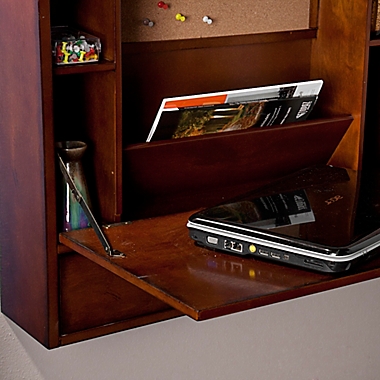 Southern Enterprises Wall Mount Laptop Desk in Brown Mahogany. View a larger version of this product image.