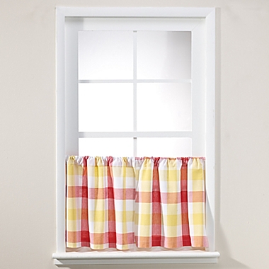 Harper 24-Inch Window Curtain Tier Pair in Red. View a larger version of this product image.