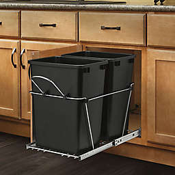 Rev-A-Shelf - RV-18KD-18C S - Double 35 Qt. Pull-Out Black and Chrome Waste Container