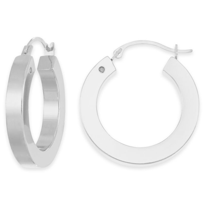 14K White Gold Round Hoop Earrings， Diameter 45mm 男の子向け