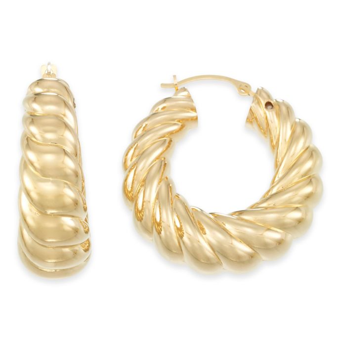14K Yellow Gold Graduated Twist Hoop Earrings | Bed Bath & Beyond