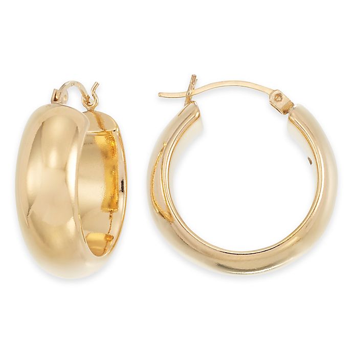 14K Yellow Gold Large Band Hoop Earrings | Bed Bath & Beyond