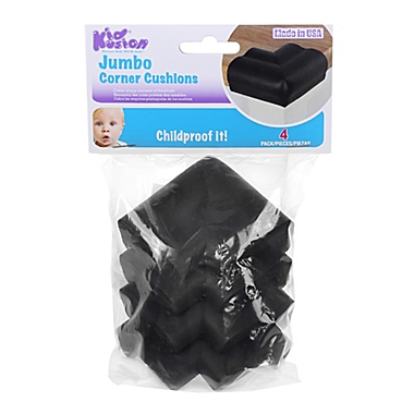 KidKusion&reg; 4-Pack Jumbo Soft Corner Cushion in Black. View a larger version of this product image.