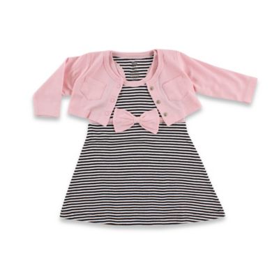 BabyVision&reg; Hudson Baby&reg; 2-Piece Racerback Dress with Cardigan Set in Black/Pink