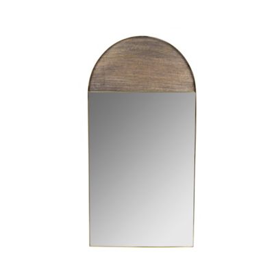 Stratton Home Decor 18-Inch x 36-Inch Mango Wood and Metal Contemporary Arch Mirror in Gold