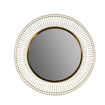 Stratton Home Decor 32-Inch Round Metal Contemporary Wall Mirror in Gold