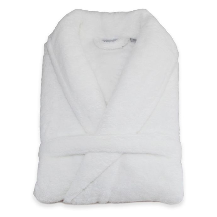 Linum Home Textiles Unisex Plush Microfiber Bathrobe in White Bed Bath and Beyond Canada