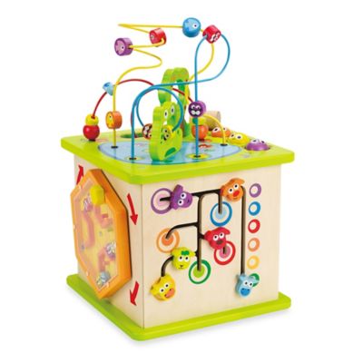 wooden activity cube target