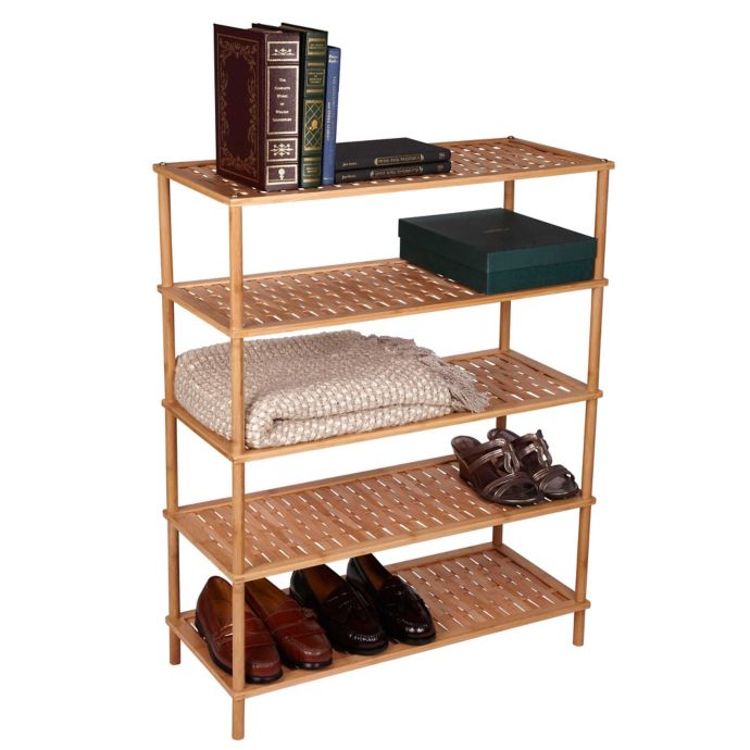 Household Essentials® 5Tier Bamboo Basketweave Shoe Rack