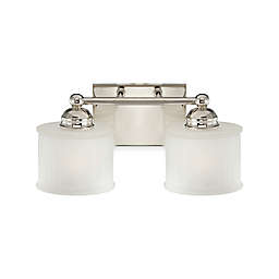 Minka Lavery® 1730 Series 2-Light Wall-Mount Bath Fixture in Polished Nickel with Glass Shade