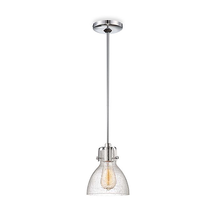 8 Inch 1 Light Mini Pendant In Chrome, Clear Seeded Glass Pendant Light Shades