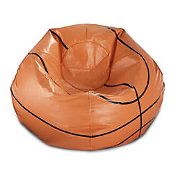 Round Basketball Bean Bag in Matte Orange/Black