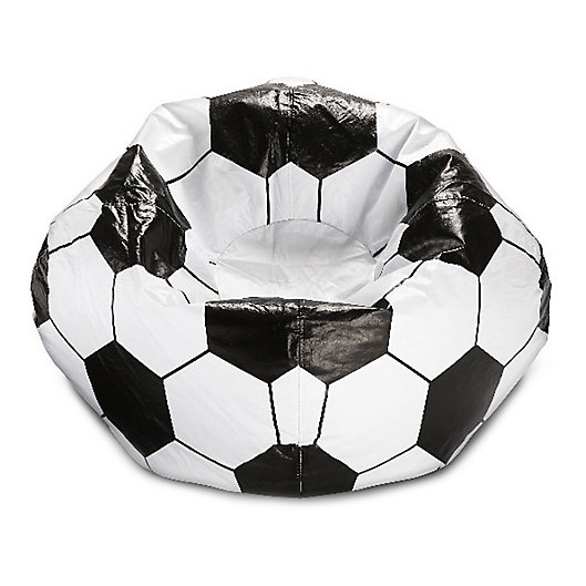 Alternate image 1 for Round Soccer Ball Bean Bag in Matte White/Black