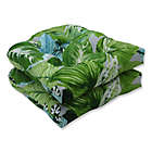 Alternate image 0 for Pillow Perfect Lush Leaf Jungle Tufted Wicker Seat Cushions in Green (Set Of 2)