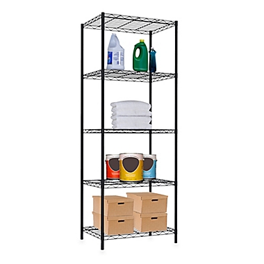 Home Basics&reg; 5-Tier Wire Shelf in Black. View a larger version of this product image.