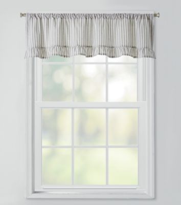 Bee & Willow™ Striped Ruffles Window Valance In Grey/Ivory | Bed Bath ...