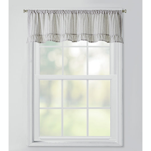 Alternate image 1 for Bee & Willow™ Home Striped Ruffles Window Valance in Grey/Ivory