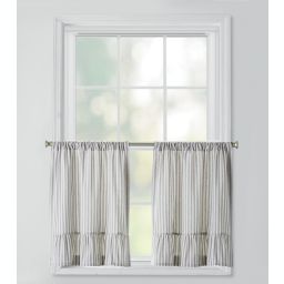 Bee & Willow™ Striped Ruffles 24-Inch Window Curtain Tier Pair in Grey/Ivory