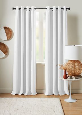 Studio 3B&trade; 84-Inch Cotton Linen Grommet 100% Blackout Window Curtain Panel in White (Single)
