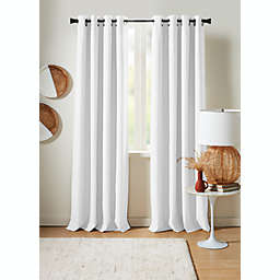 Studio 3B™ 84-Inch Cotton Linen Grommet 100% Blackout Window Curtain Panel in White (Single)