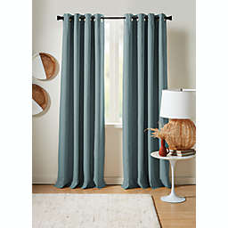 Studio 3B™ 108-Inch Cotton Linen Grommet 100% Blackout Window Curtain Panel in Teal (Single)