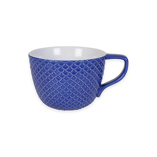 Alternate image 1 for Everyday White® by Fitz and Floyd® Bistro Blue Scallop Texture Soup Mug