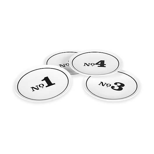 Alternate image 1 for Everyday White® by Fitz and Floyd® Bistro Black Numbered Appetizer Plates (Set of 4)