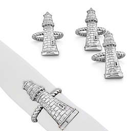 Arthur Court Designs Sea and Shore Lighthouse Napkin Rings (Set of 4)