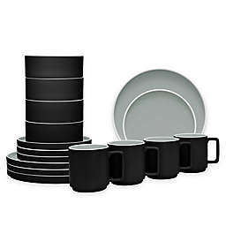 Noritake® ColorTrio Stax 16-Piece Dinnerware Set in Graphite