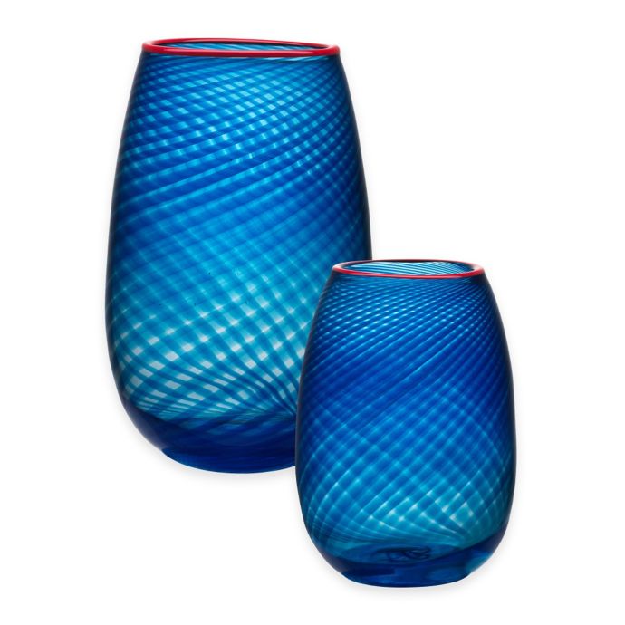 Kosta Boda Red Rim Vase in Blue Bed Bath and Beyond Canada