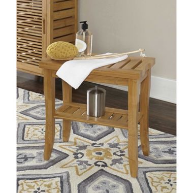 Bracken 15-Inch Bamboo Stool with Shelf. View a larger version of this product image.